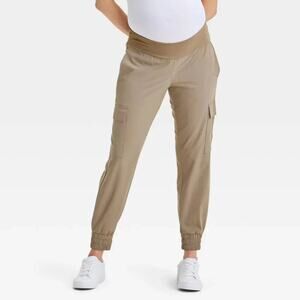 Isabel By Ingrid & Isabel High Rise Woven Maternity Joggers Brown Size Medium